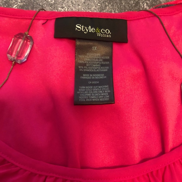 Bright Pink Layered Blouse / Top US 1X - Picture 5 of 8